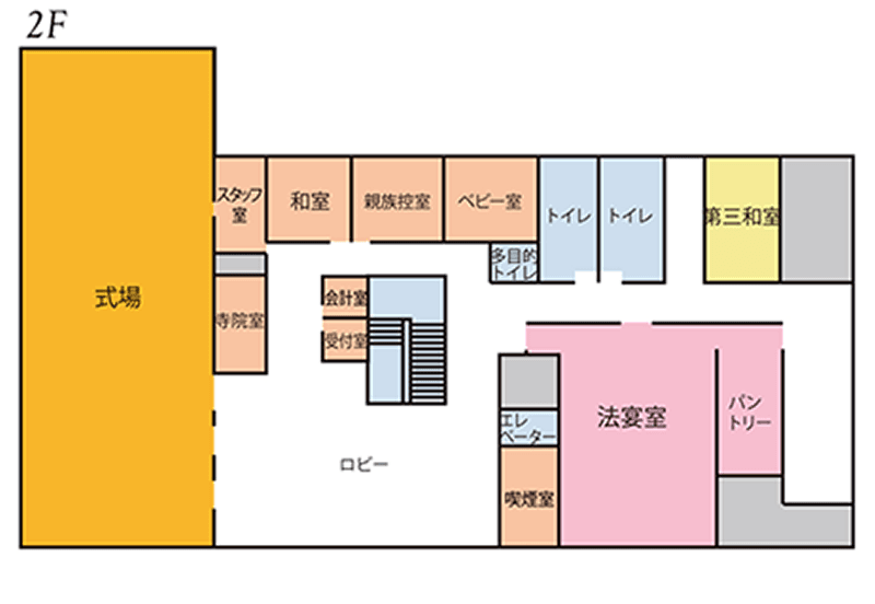 御山ホールの案内図 2F